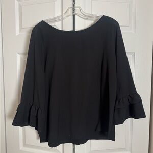 Olivia Moon Black Ruffle Sleeve Blouse